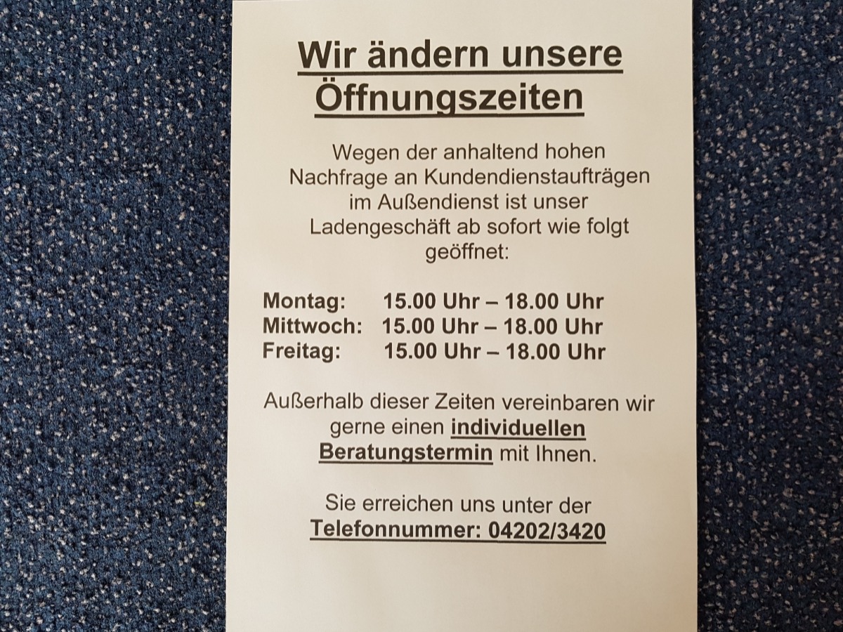 Oeffnungszeiten